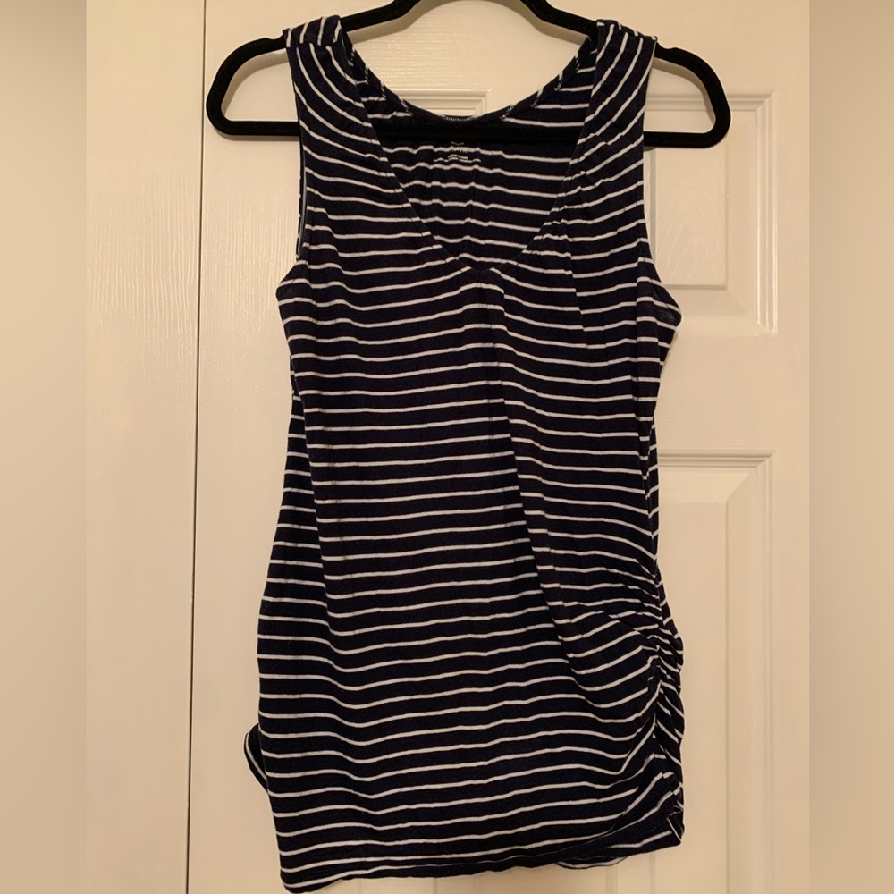 Motherhood Maternity medium nursing tank navy and white strip